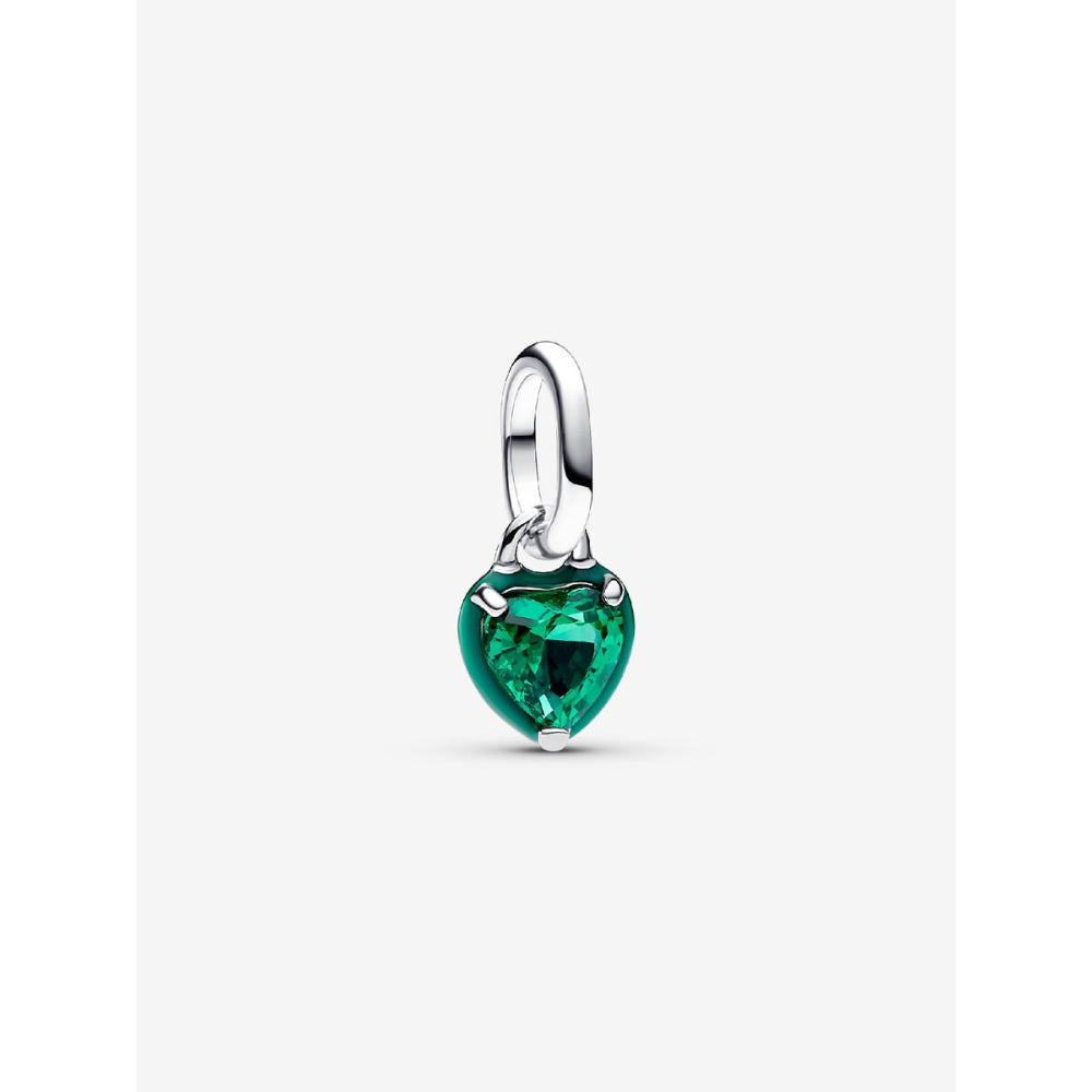 Pandora Sterling Silver Green Chakra Heart Mini Dangle Charm Image 1