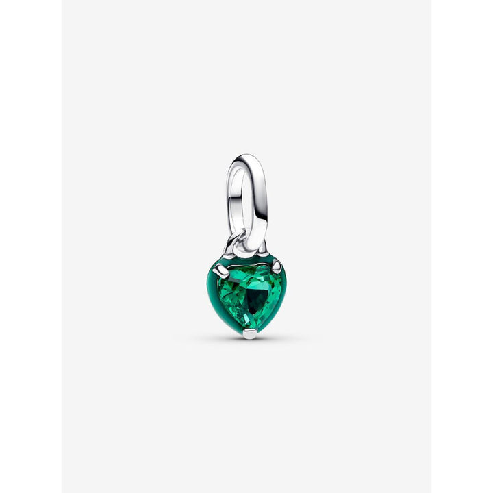 Pandora Sterling Silver Green Chakra Heart Mini Dangle Charm Image 1