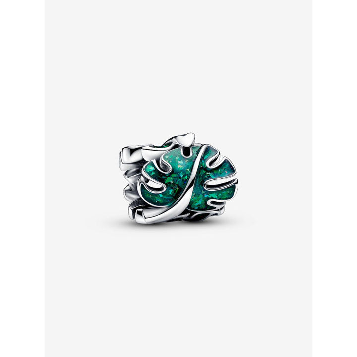 Pandora Sterling Silver Green Monstera Leaves Charm Image 1