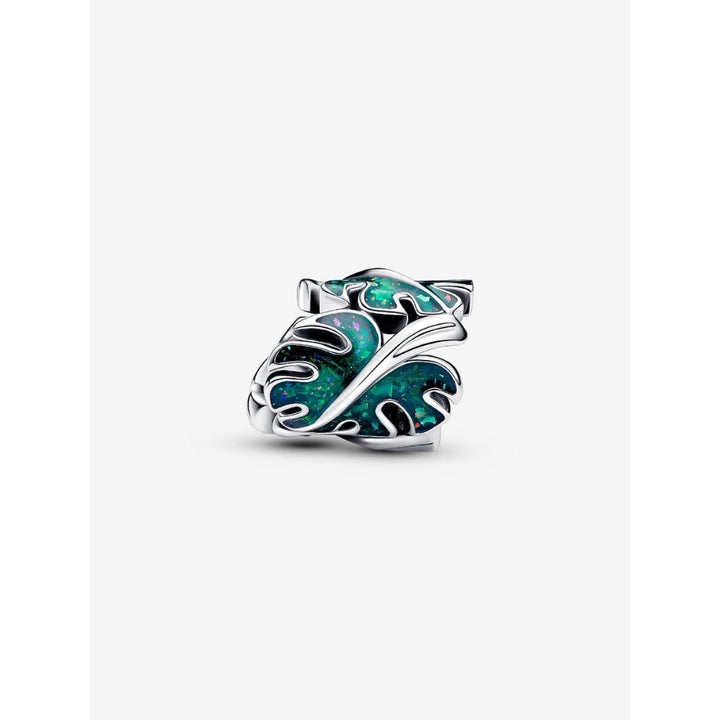 Pandora Sterling Silver Green Monstera Leaves Charm Image 6