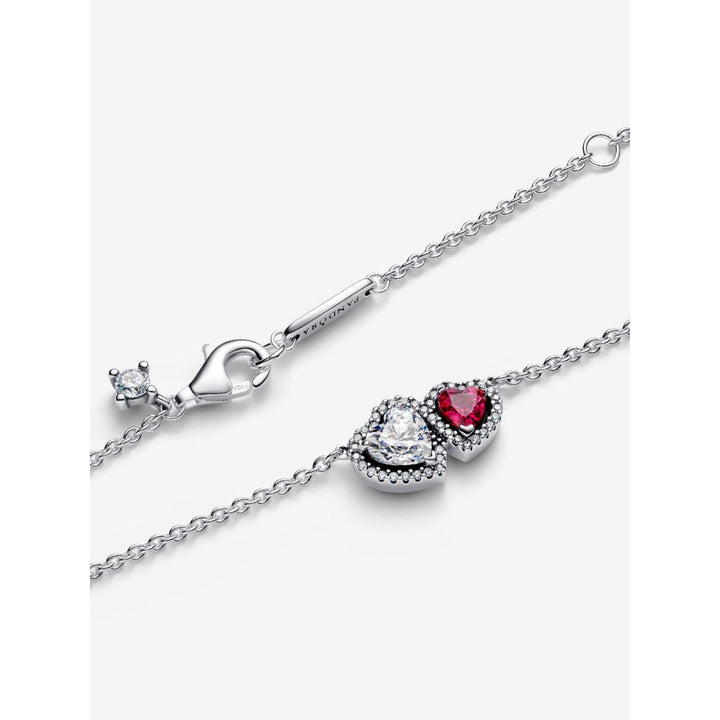 Pandora Sterling Silver Halo Hearts Pendant Necklace Image 5