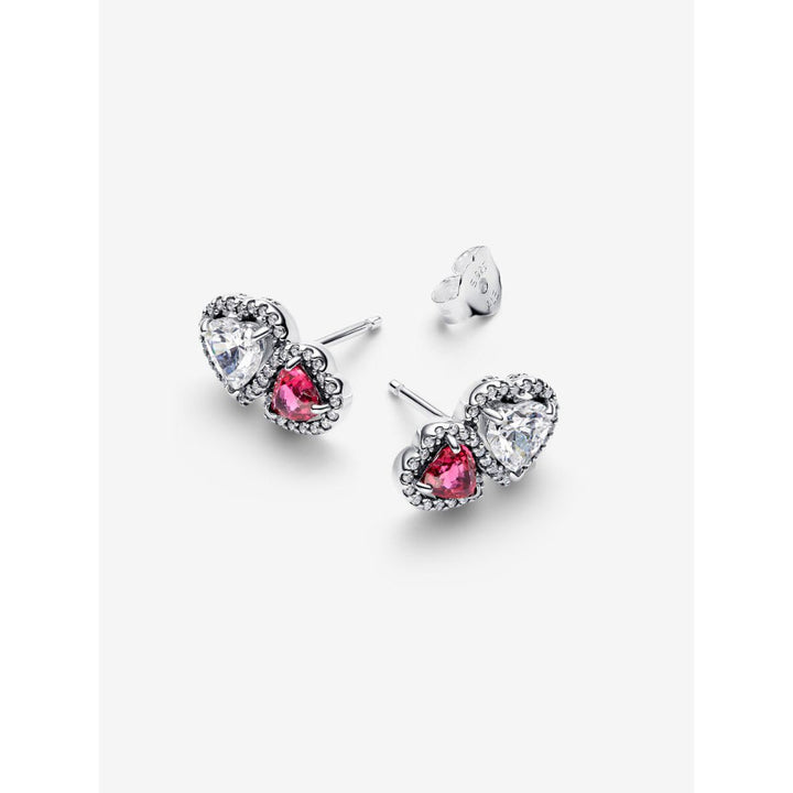 Pandora Sterling Silver Halo Hearts Stud Earrings Image 4