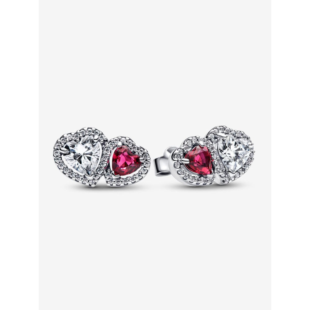 Pandora Sterling Silver Halo Hearts Stud Earrings Image 1