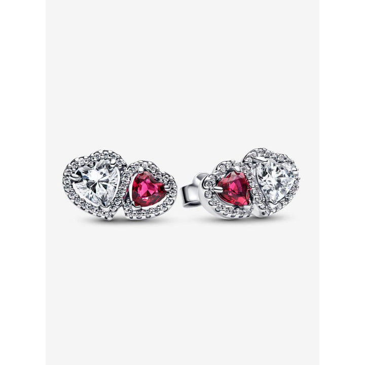 Pandora Sterling Silver Halo Hearts Stud Earrings Image 1