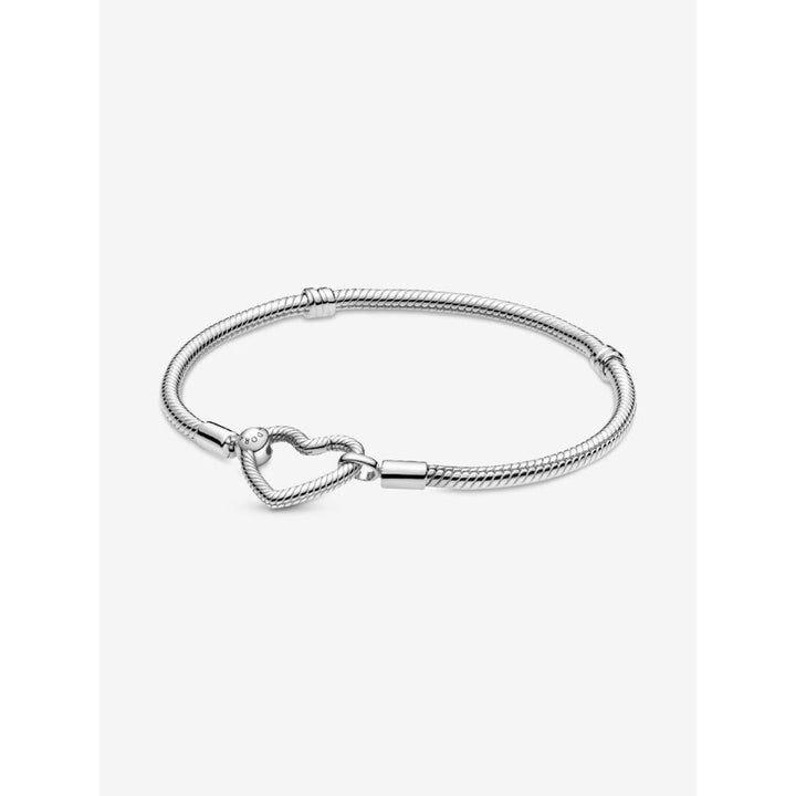 Pandora Sterling Silver Heart Closure Snake Chain Bracelet Image 1