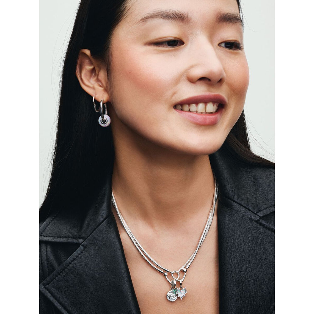 Pandora Sterling Silver Heart Closure Snake Chain Necklace Image 4