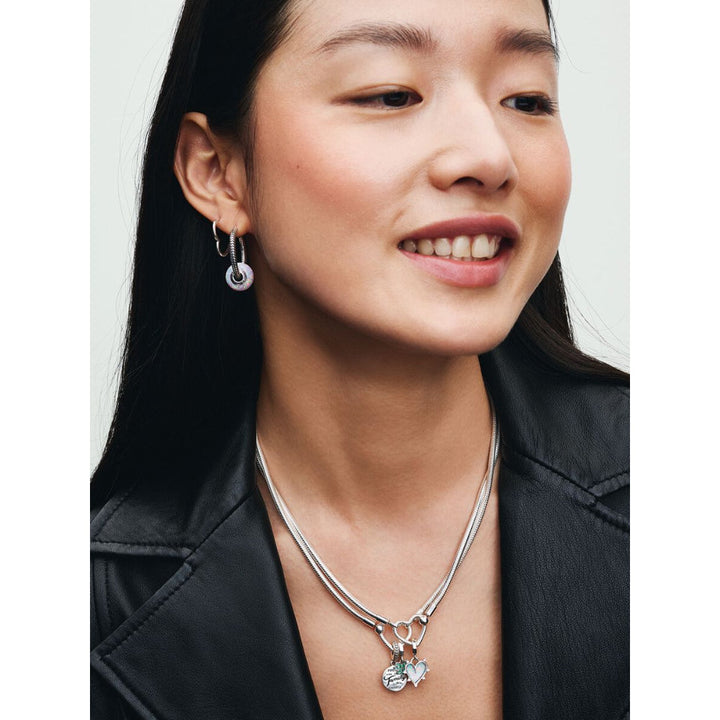 Pandora Sterling Silver Heart Closure Snake Chain Necklace Image 4