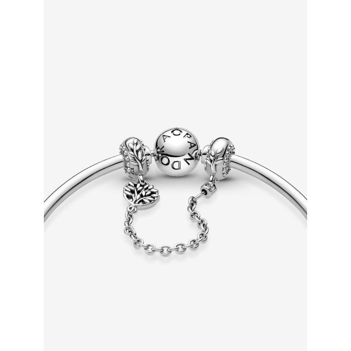 Pandora Sterling Silver Heart Family Tree Safety Chain Charm Image 5