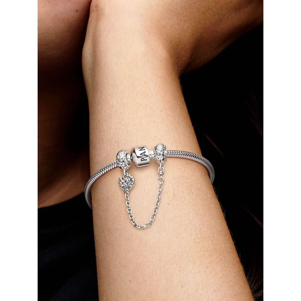 Pandora Sterling Silver Heart Family Tree Safety Chain Charm Image 2