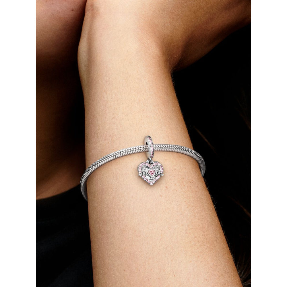 Pandora Sterling Silver Heart & Mum Dangle Charm Image 2