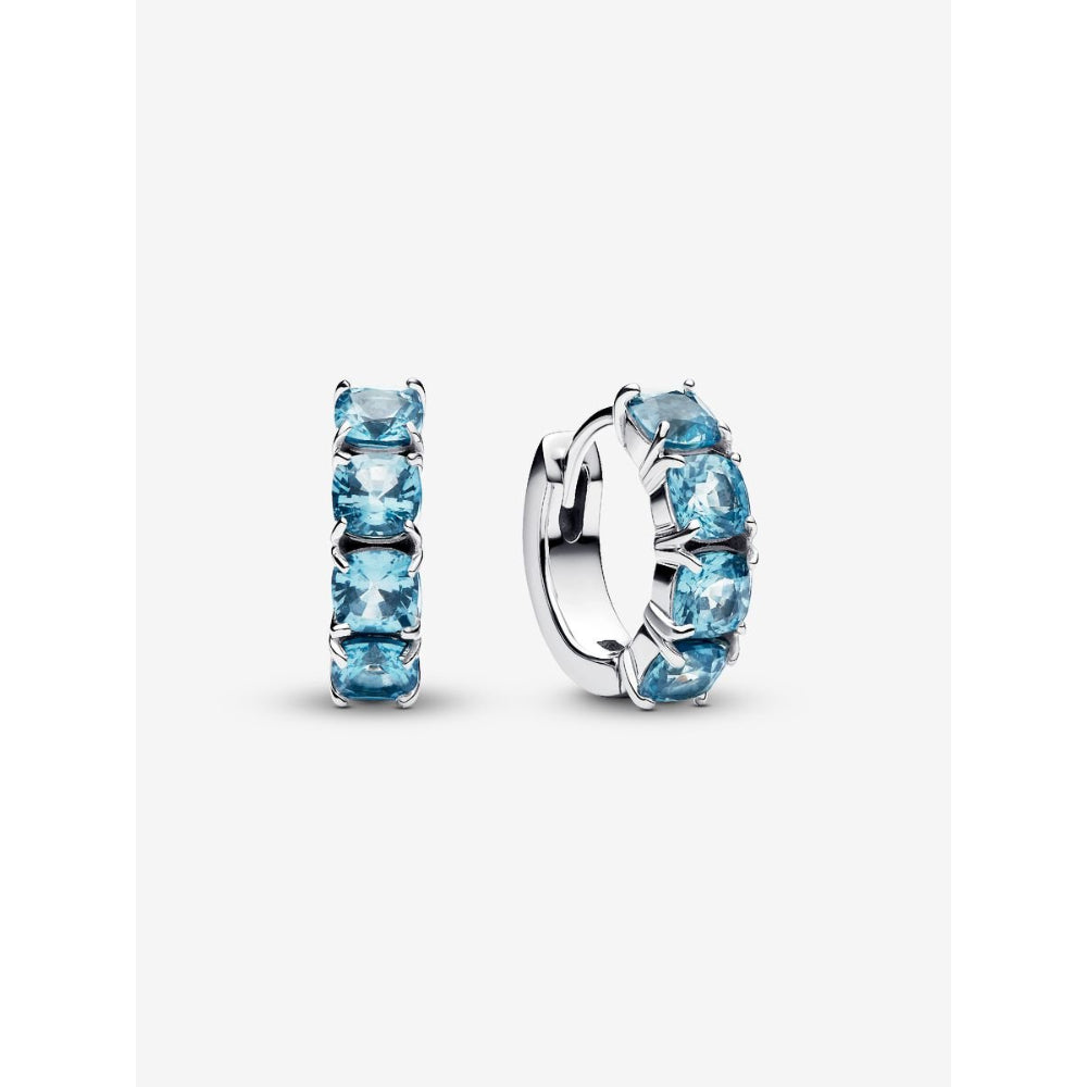 Pandora Sterling Silver Light Blue Hoop Earrings Image 1