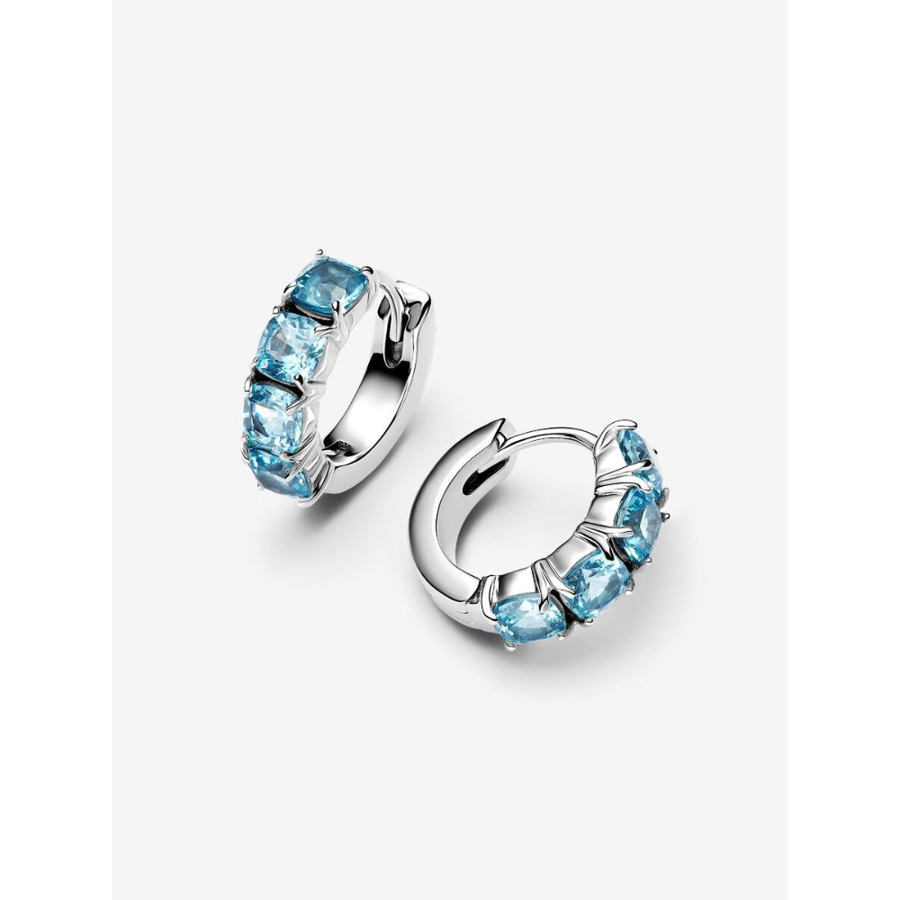 Pandora Sterling Silver Light Blue Hoop Earrings Image 5
