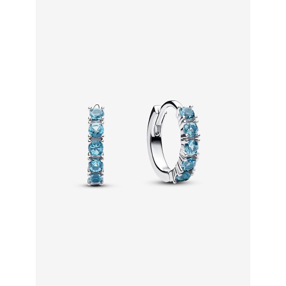 Pandora Sterling Silver Light Blue Huggie Earrings Image 1