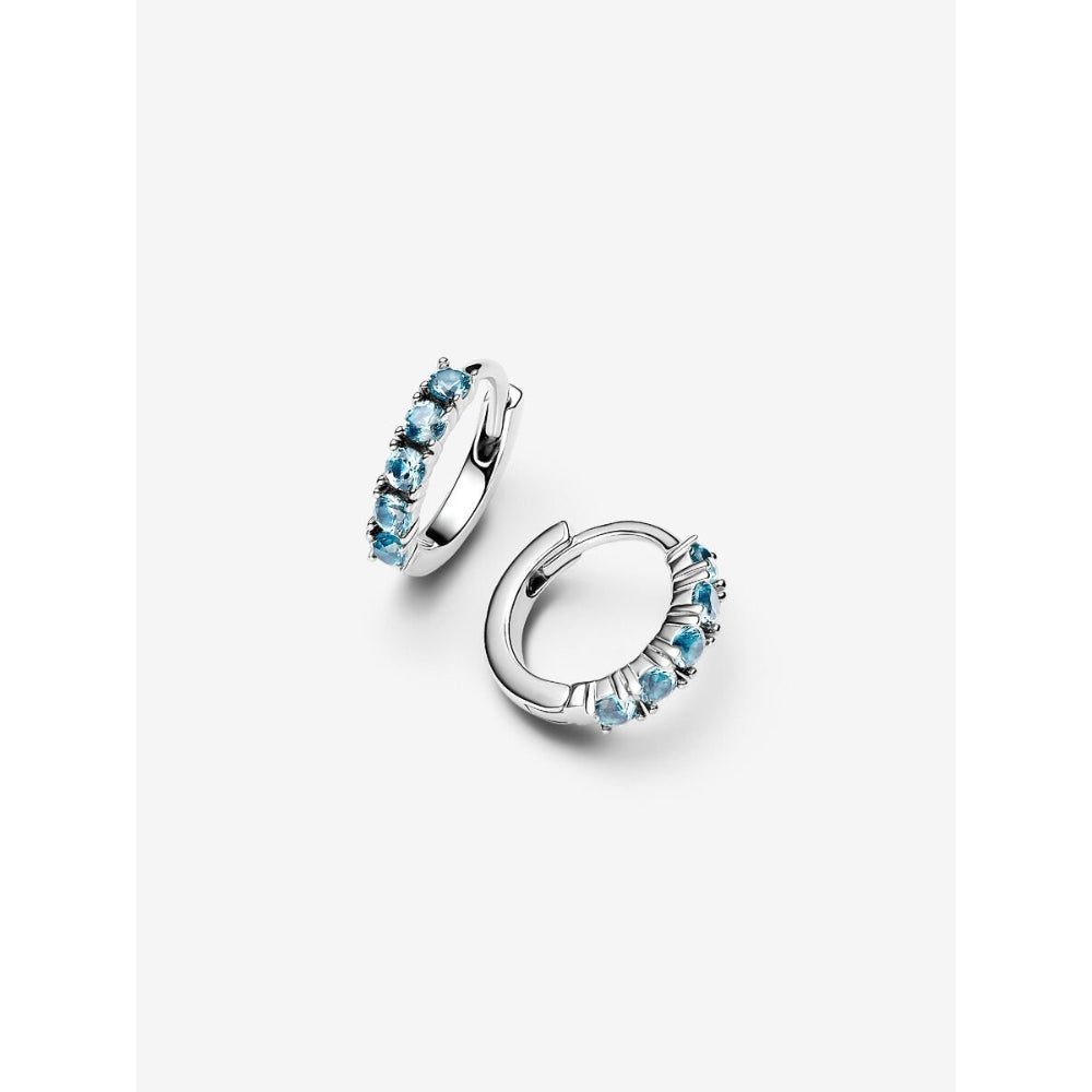 Pandora Sterling Silver Light Blue Huggie Earrings Image 4