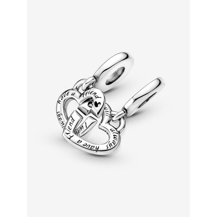 Pandora Sterling Silver Linked Sister Hearts Split Dangle Charm Image 4