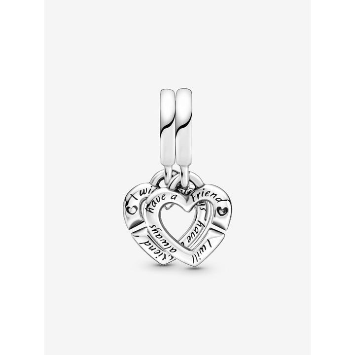 Pandora Sterling Silver Linked Sister Hearts Split Dangle Charm Image 5