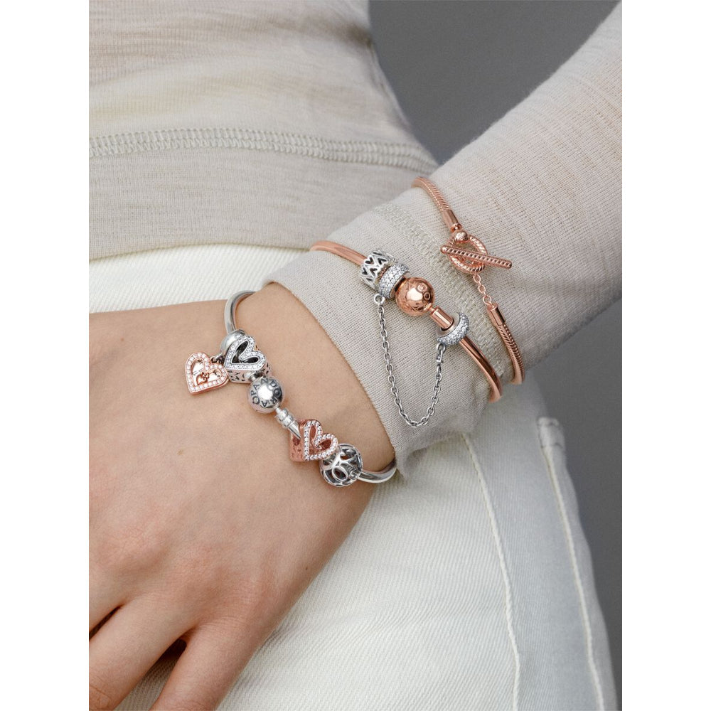 Pandora Sterling Silver Logo Clasp Bangle Image 4