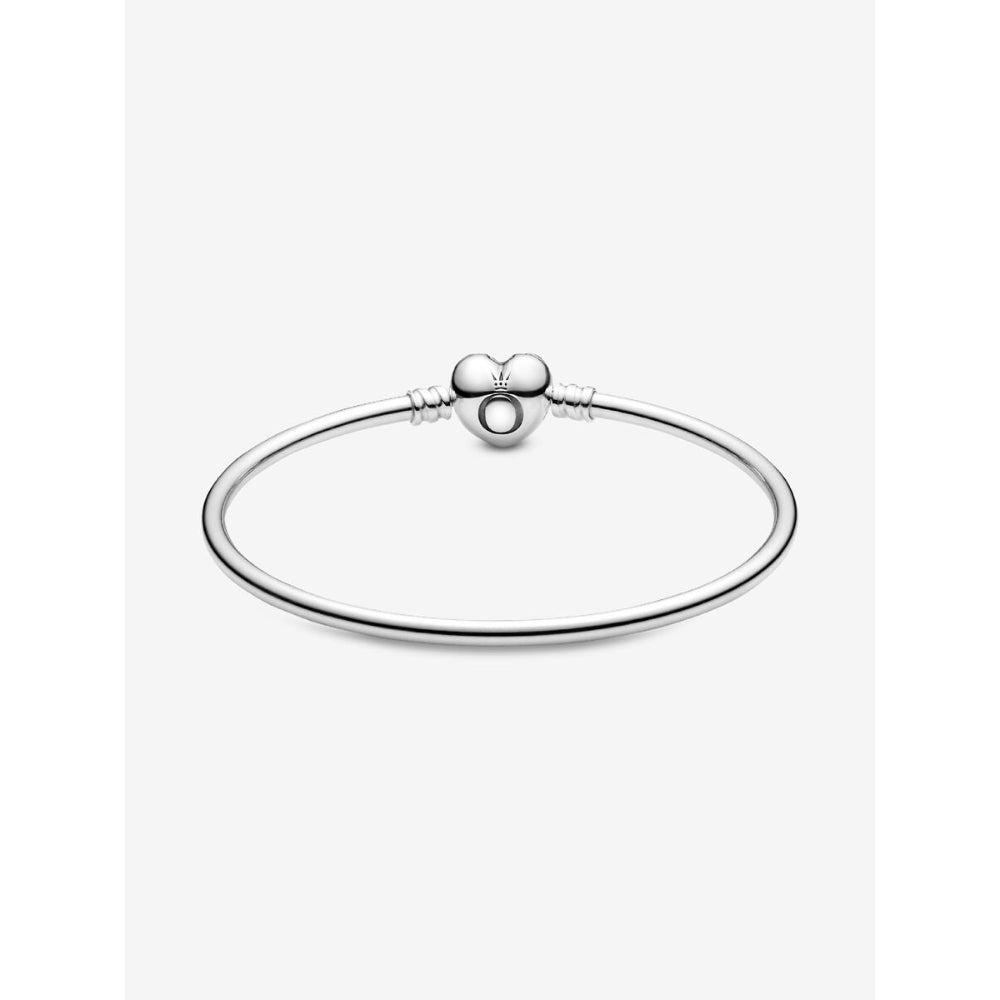 Pandora Sterling Silver Logo Heart Clasp Bangle Image 4