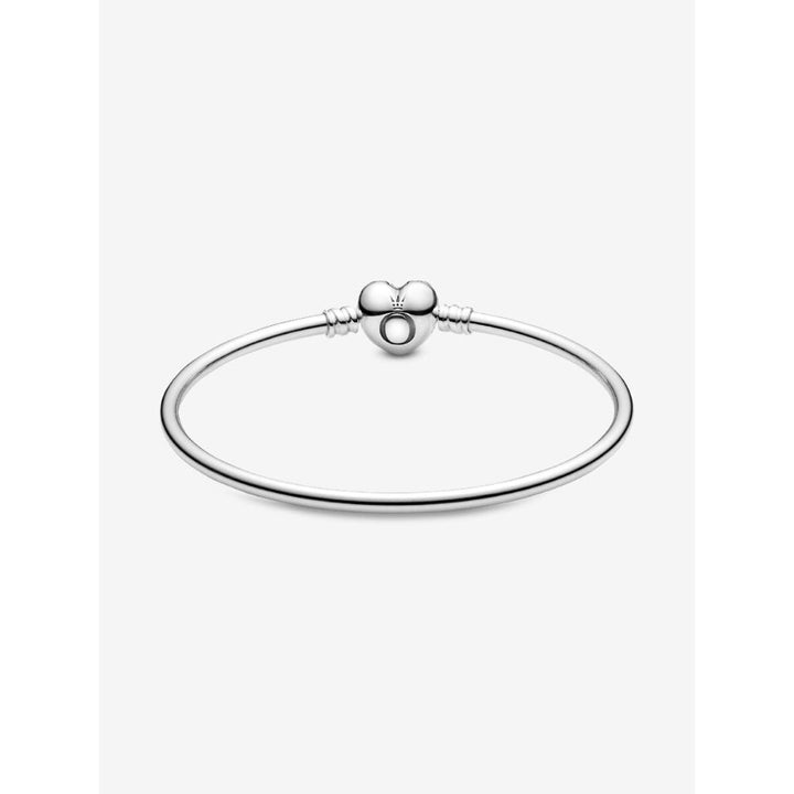 Pandora Sterling Silver Logo Heart Clasp Bangle Image 4