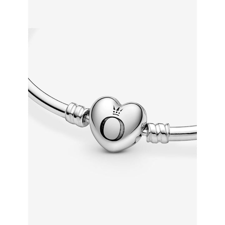 Pandora Sterling Silver Logo Heart Clasp Bangle Image 6