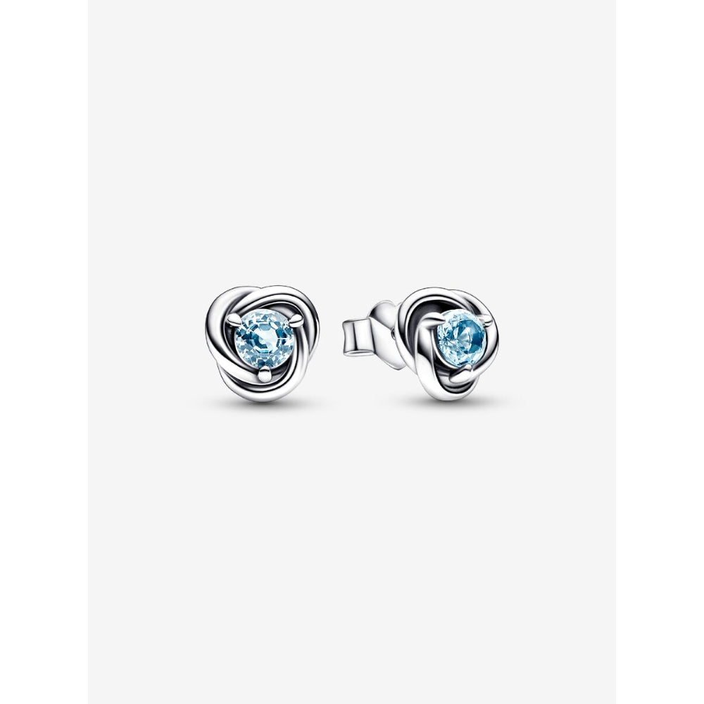 Pandora Sterling Silver March Birthstone Eternity Circle Stud Earrings Image 1
