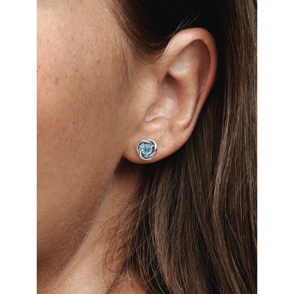 Pandora Sterling Silver March Birthstone Eternity Circle Stud Earrings Image 2