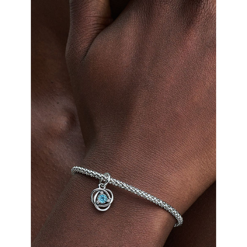 Pandora Sterling Silver March Eternity Circle Dangle Charm Image 2
