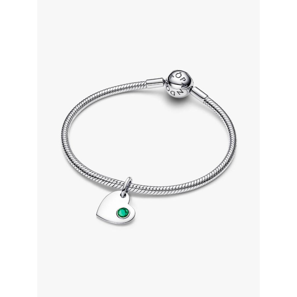 Pandora Sterling Silver May Heart Royal Green Crystal Dangle Charm - MococoPandora794295C05