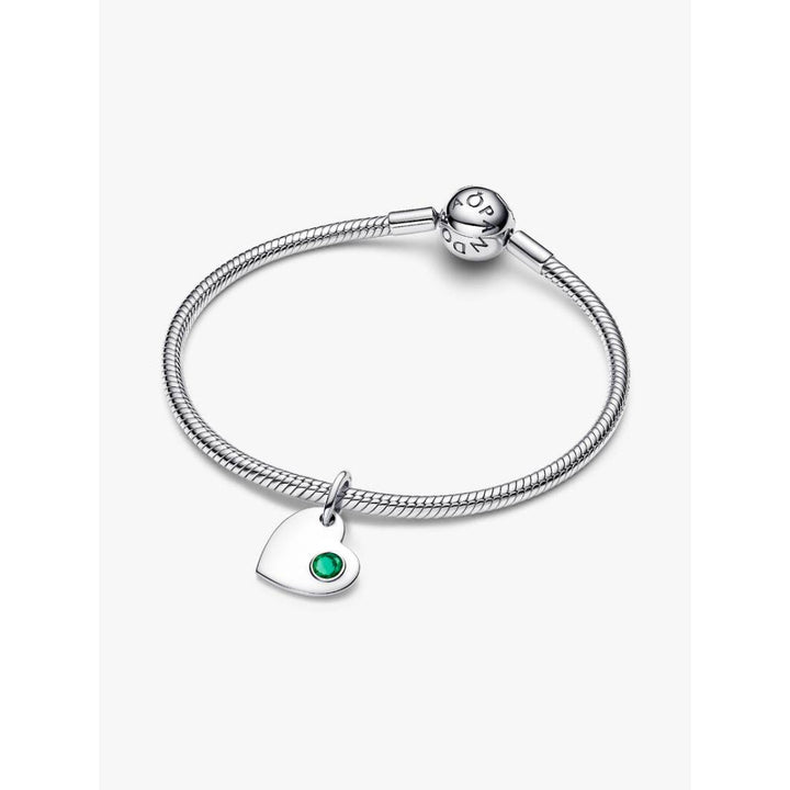 Pandora Sterling Silver May Heart Royal Green Crystal Dangle Charm - MococoPandora794295C05
