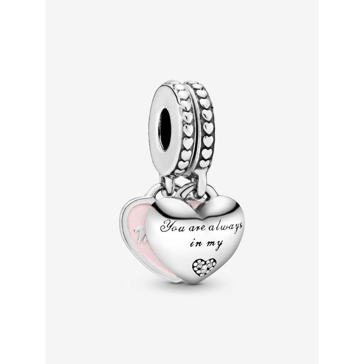 Pandora Sterling Silver Mother & Daughter Hearts Dangle Charm Image 1