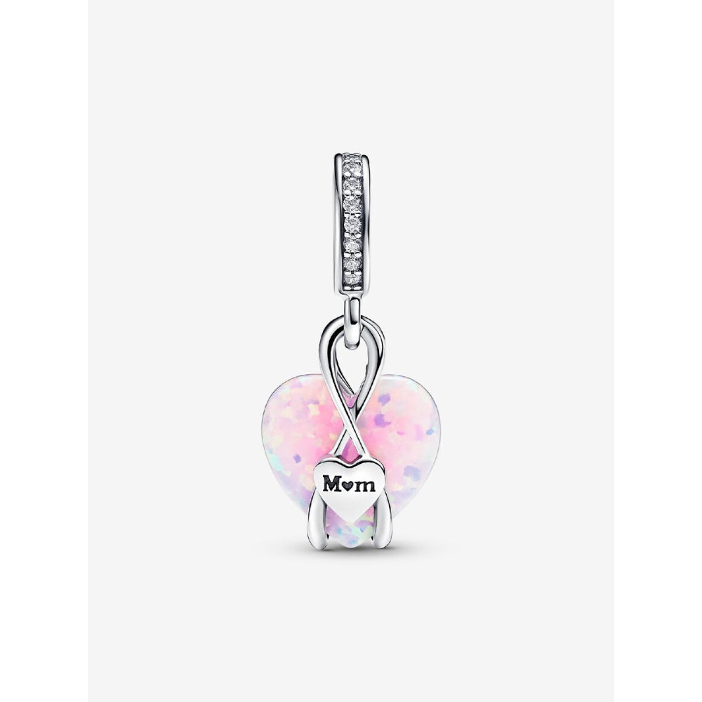 Pandora Sterling Silver Mum Opalescent Heart Dangle Charm Image 5
