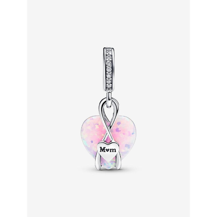 Pandora Sterling Silver Mum Opalescent Heart Dangle Charm Image 5