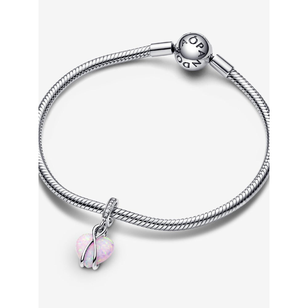 Pandora Sterling Silver Mum Opalescent Heart Dangle Charm Image 6