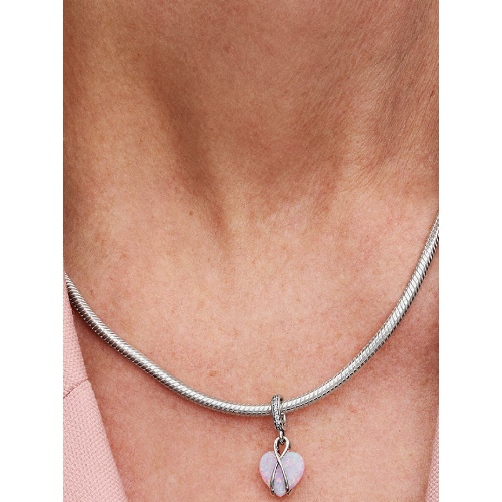 Pandora Sterling Silver Mum Opalescent Heart Dangle Charm Image 2
