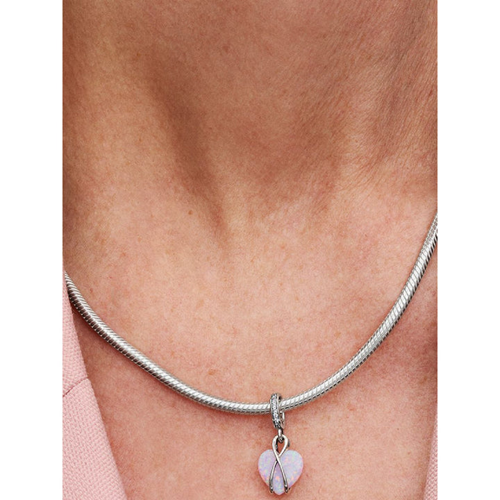 Pandora Sterling Silver Mum Opalescent Heart Dangle Charm Image 2