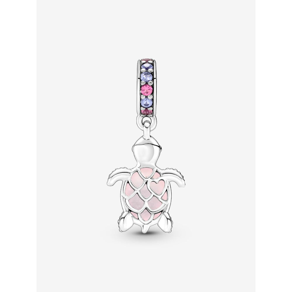 Pandora Sterling Silver Murano Glass Pink Sea Turtle Dangle Charm Image 1