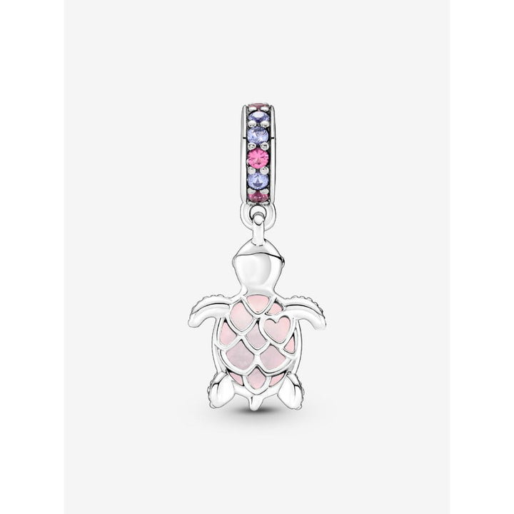 Pandora Sterling Silver Murano Glass Pink Sea Turtle Dangle Charm Image 1