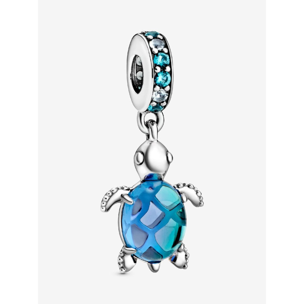 Pandora Sterling Silver Murano Glass Sea Turtle Dangle Charm Image 1