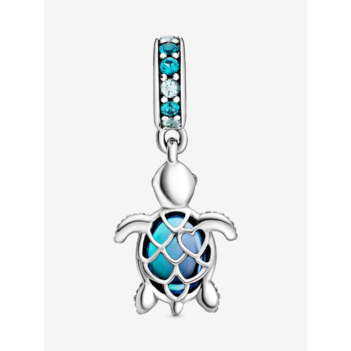Pandora Sterling Silver Murano Glass Sea Turtle Dangle Charm Image 5