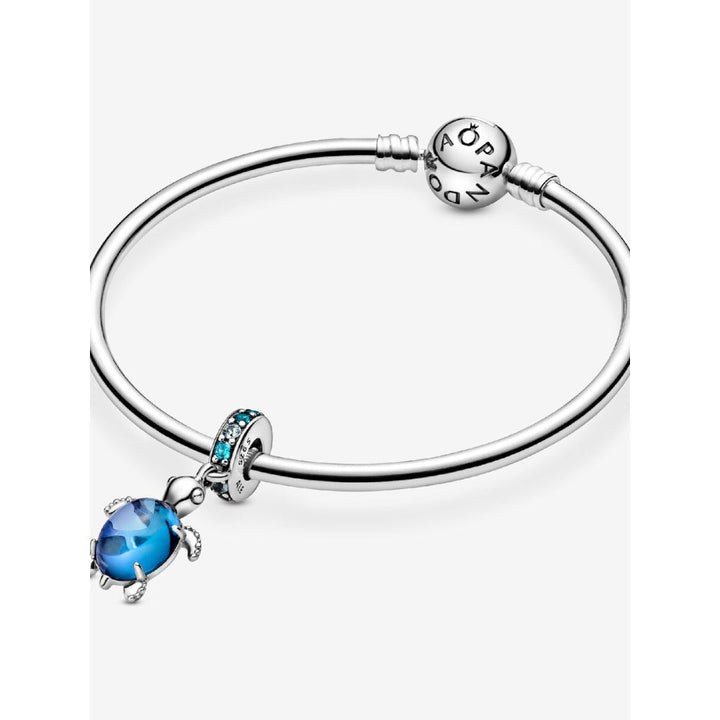 Pandora Sterling Silver Murano Glass Sea Turtle Dangle Charm Image 6