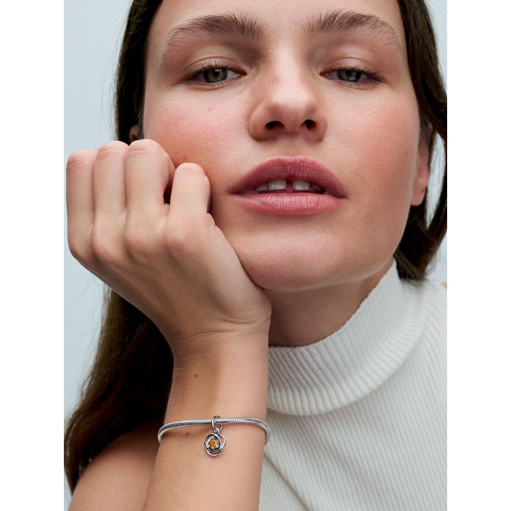 Pandora Sterling Silver November Birthstone Eternity Circle Dangle Charm Image 3