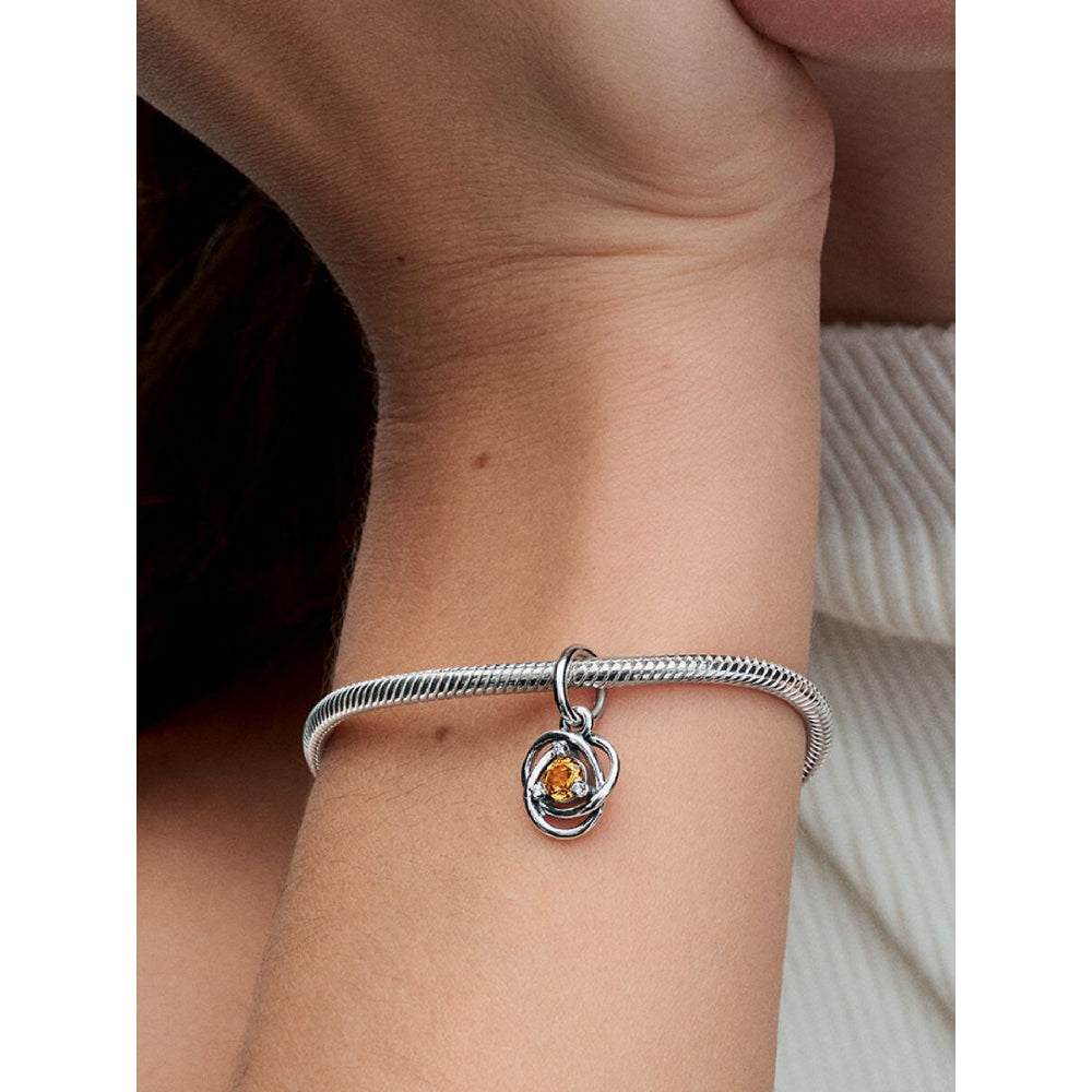 Pandora Sterling Silver November Birthstone Eternity Circle Dangle Charm Image 2