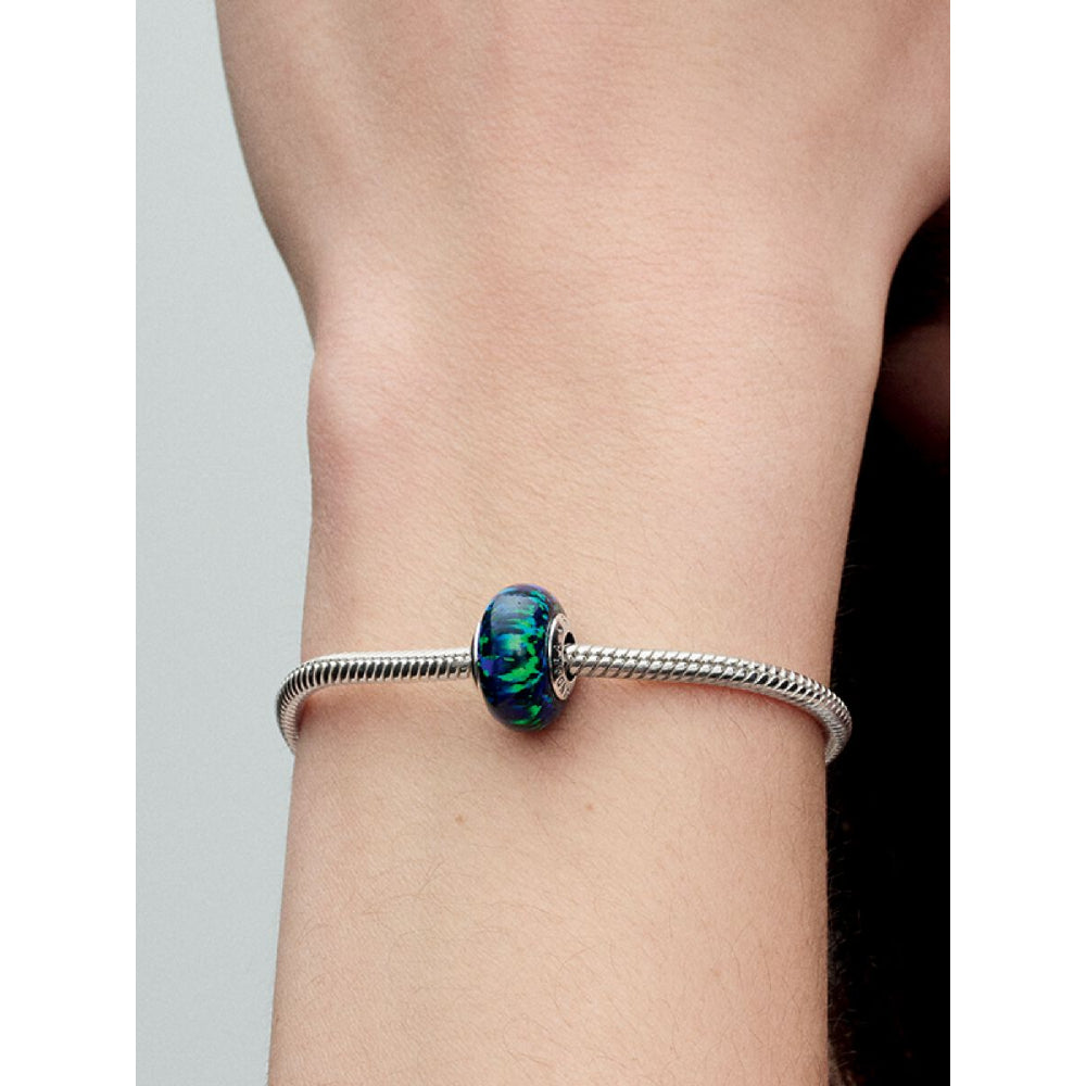 Pandora Sterling Silver Opalescent Green Charm Image 2