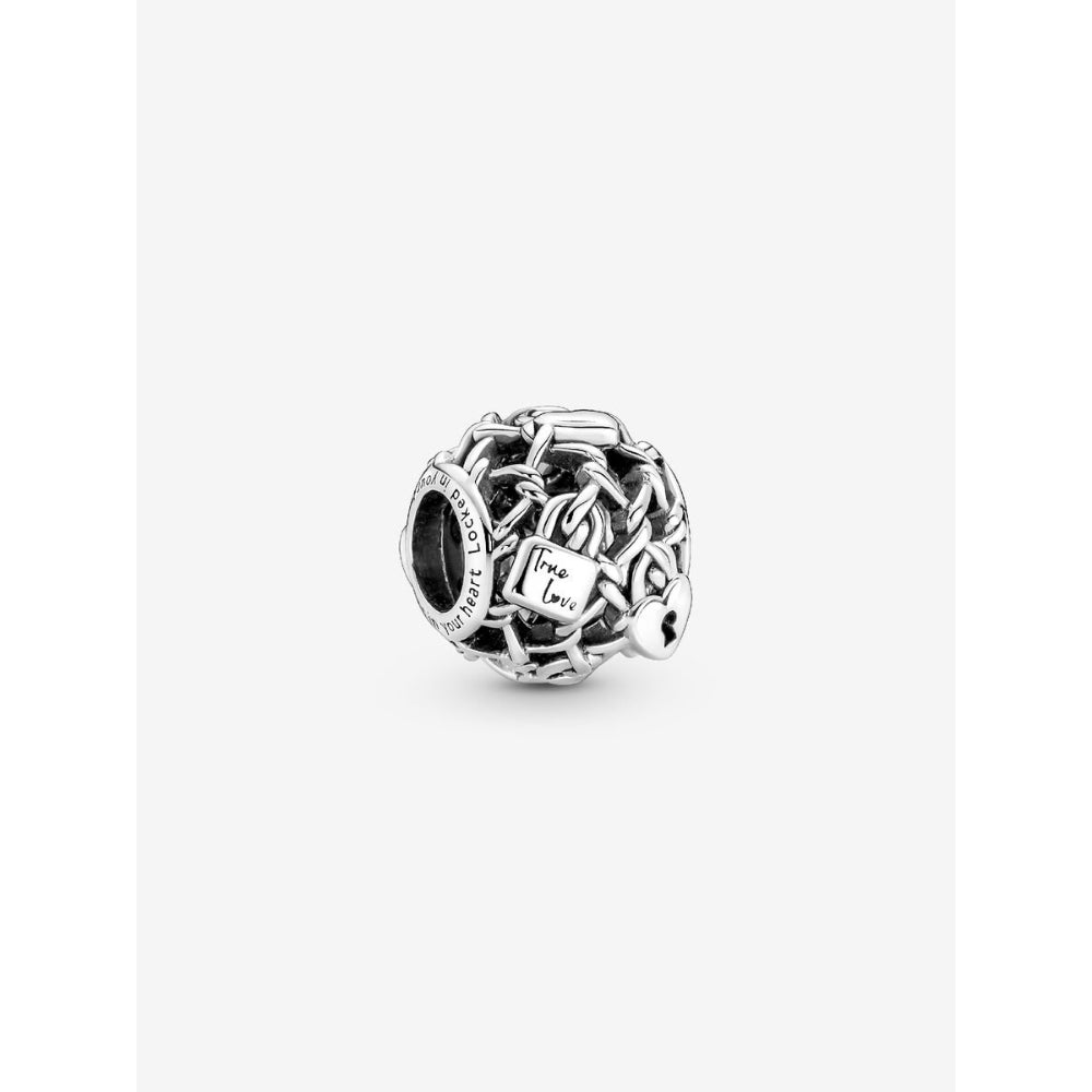 Pandora Sterling Silver Openwork Chain Link Padlock Charm Image 1