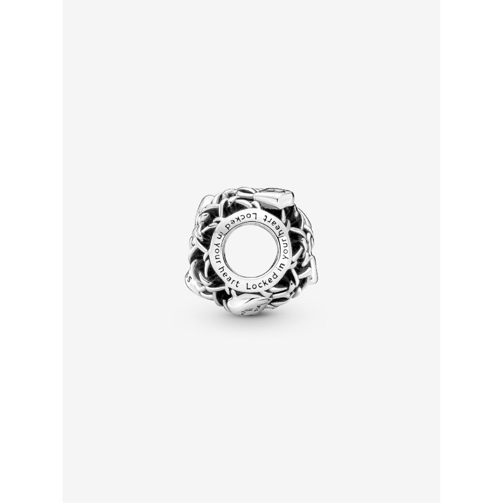 Pandora Sterling Silver Openwork Chain Link Padlock Charm Image 5