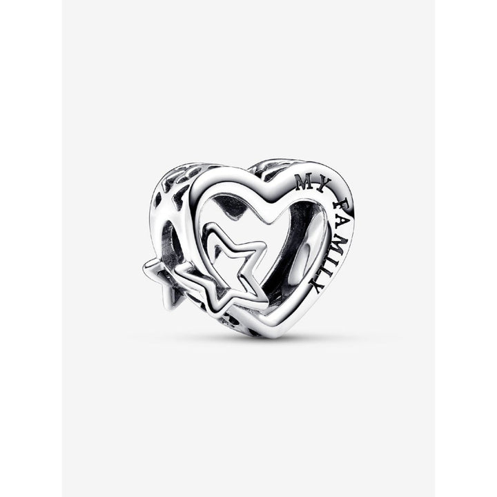 Pandora Sterling Silver Openwork Family Heart & Star Charm Image 1