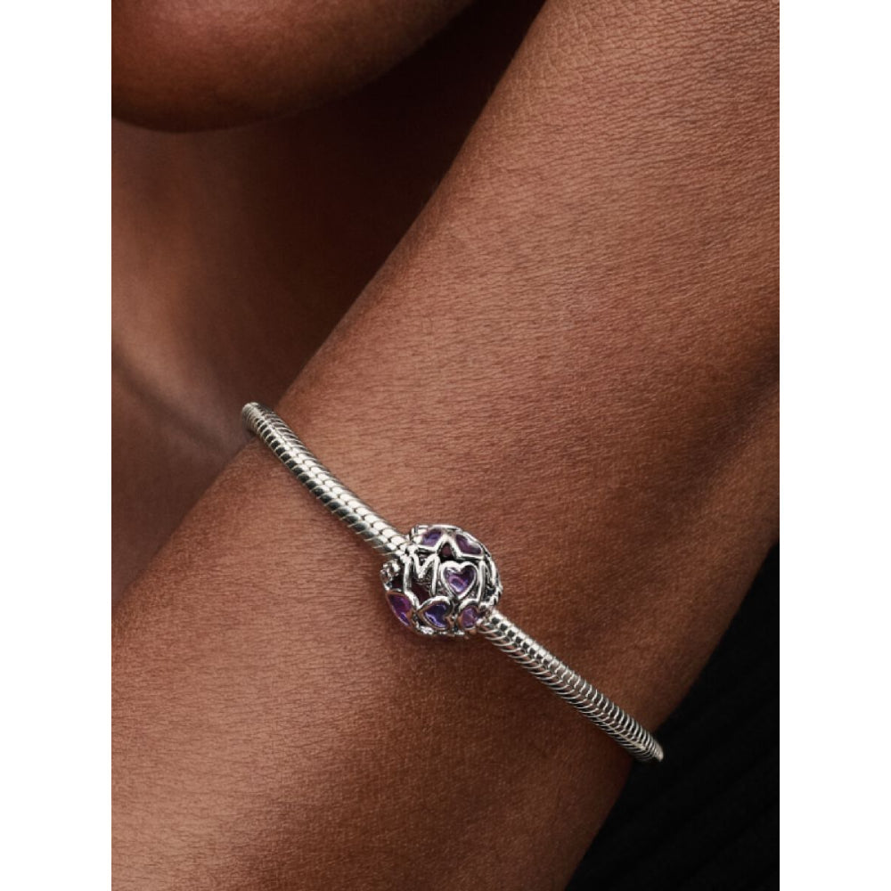 Pandora Sterling Silver Openwork Hearts Mum Charm Image 2