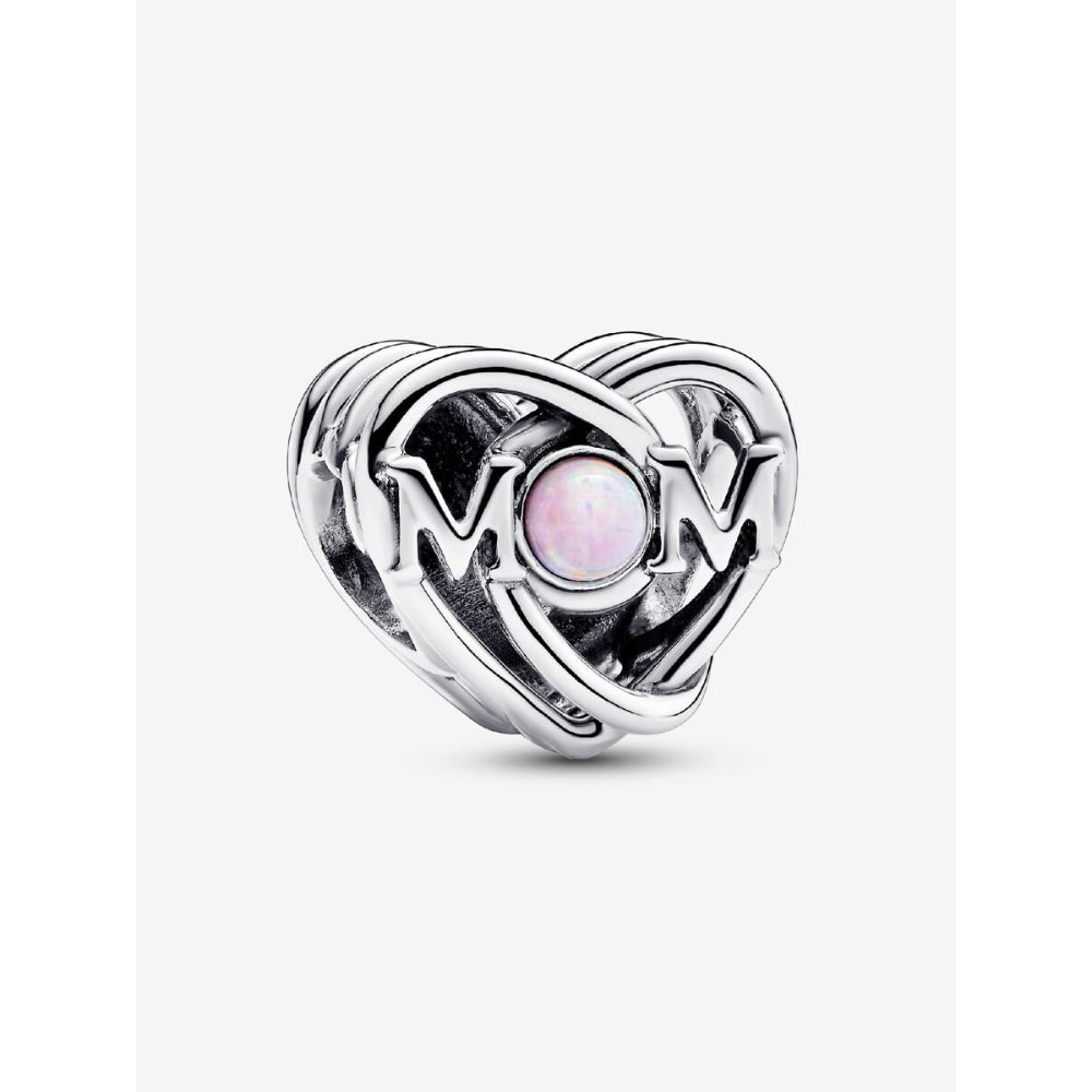 Pandora Sterling Silver Openwork Mum & Heart Charm Image 1