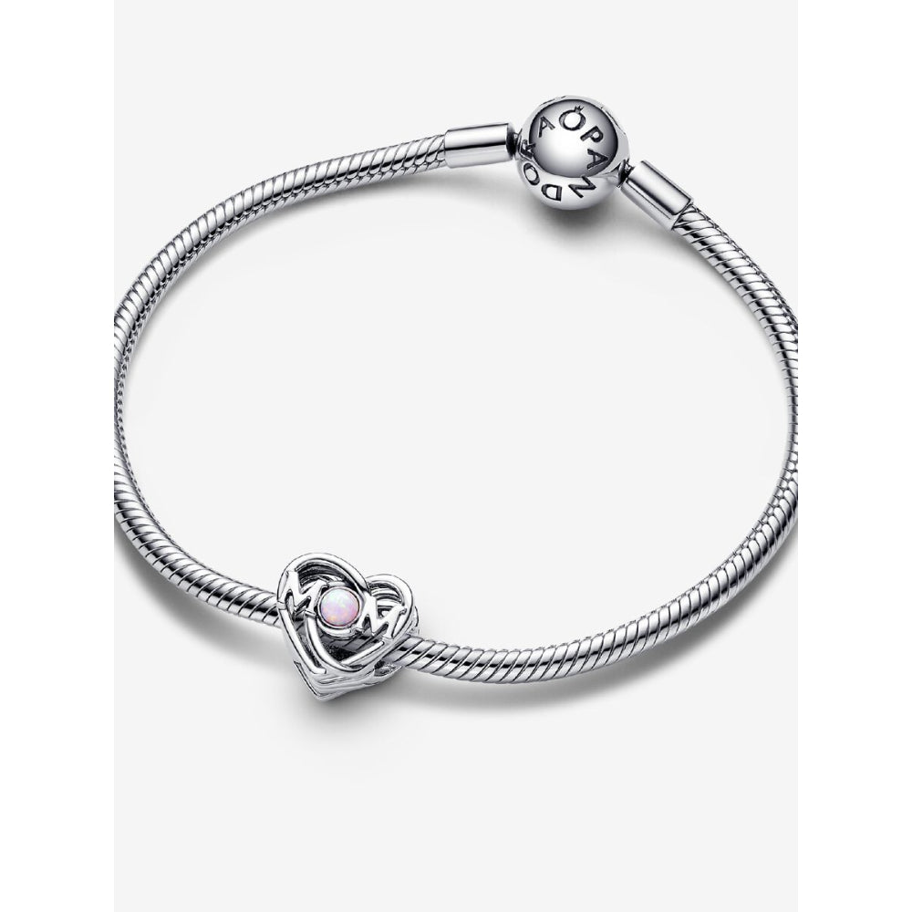 Pandora Sterling Silver Openwork Mum & Heart Charm Image 5