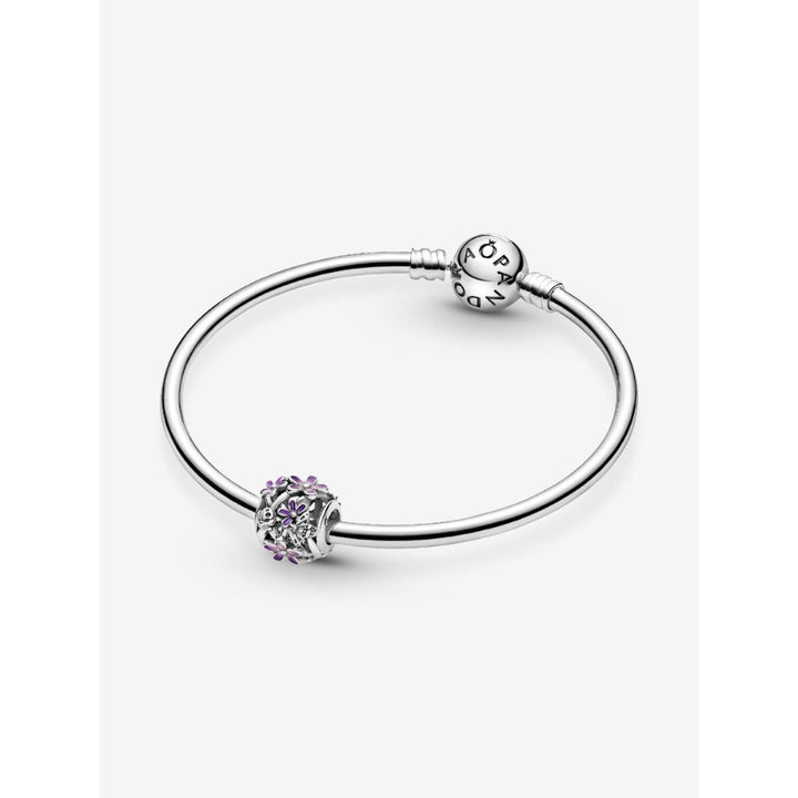 Pandora Sterling Silver Openwork Purple Daisy Charm Image 4